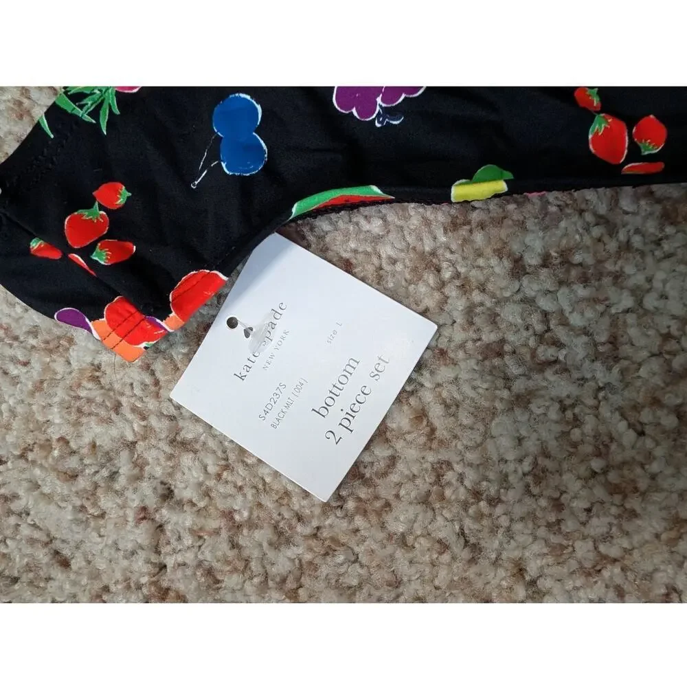 Kate Spade New York Women Bandeau 2 Piece Fruit Print Bikini Swimsuit, L NWT